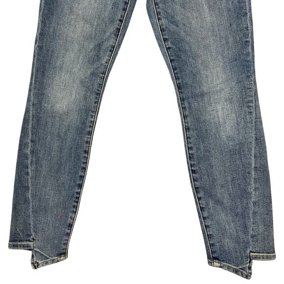 7 For All Mankind Ankle Skinny Jeans Size 26" Blue Asymmetric Hem Stretch Denim - Picture 5 of 12